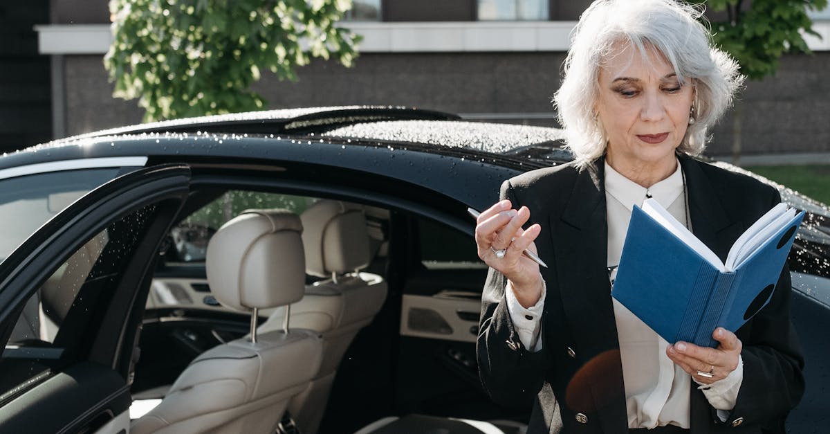 professional woman thinking car