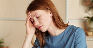 professional woman tired at home
