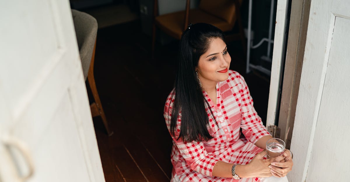 woman looking peaceful at home in Hyderabad