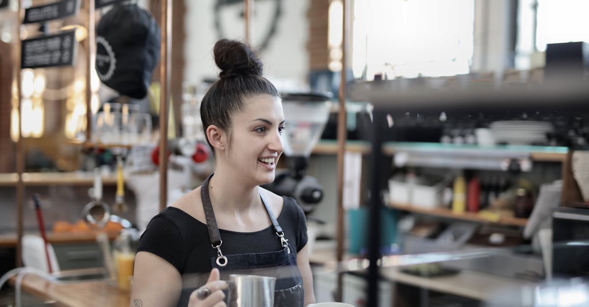 confident woman cafe working