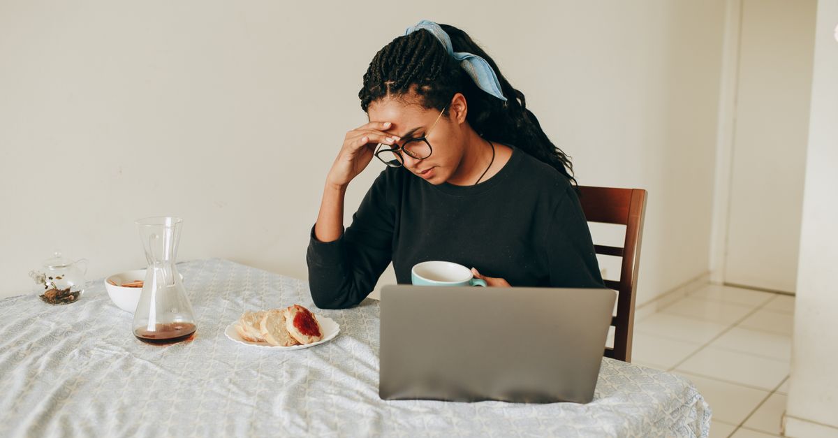 professional woman stressed alone home