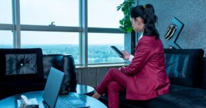 professional woman working in Hyderabad office