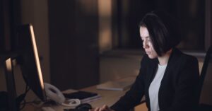 professional woman working late