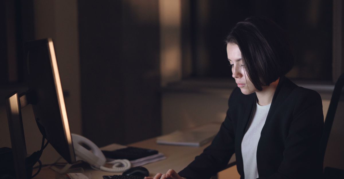 professional woman working late