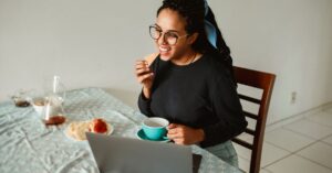 professional woman alone at home